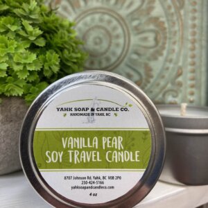 Vanilla pear soy travel candle