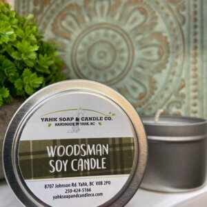 Woodsman soy travel candle