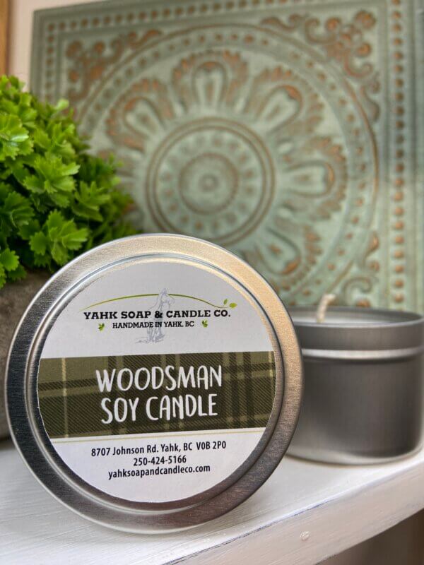 Woodsman soy travel candle